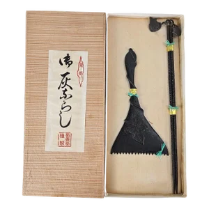 Japanese Nambu Cast Iron Tea Ceremony Set With Ash Spatula & Chopsticks, Vintage Boxed