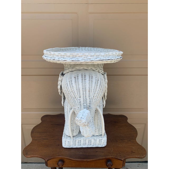 White A Palm Beach Icon | White Wicker Elephant Drinks Table, 1970s For Sale - Image 8 of 12