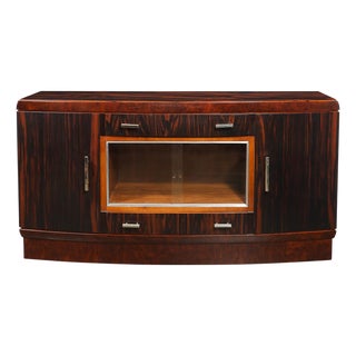 Art Deco Rosewood, Burled Carpathian Elm & Acacia Sideboard W/ Nickled Bronze For Sale