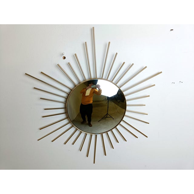 Vintage Brass Sunburst Mirror, 1970s For Sale - Image 4 of 9