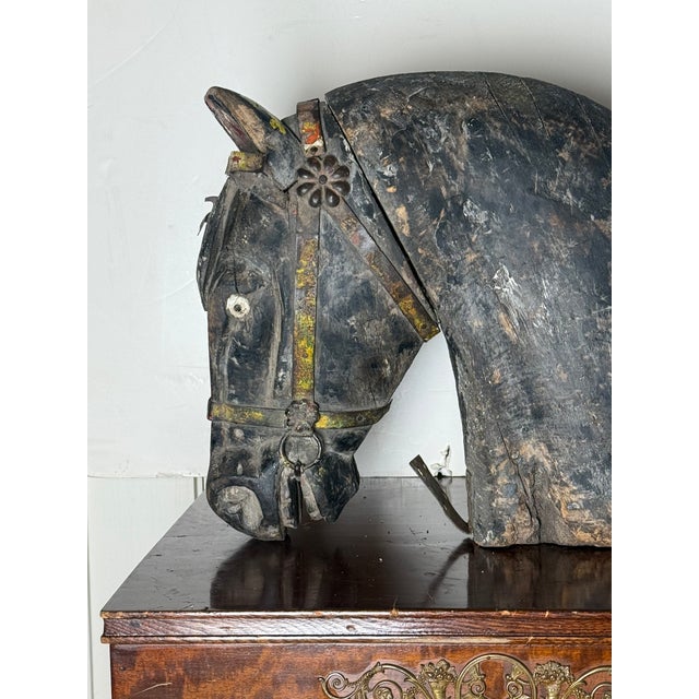 Antique Hand-Carved Wooden Carousel Horse Head For Sale - Image 10 of 10