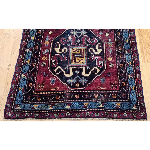 Antique Caucasian Cloudband Kazak Area Rug, Wool, Cranberry Red, 1890s, 3' x 7' For Sale - Image 14 of 18