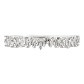 Baguette Cut Diamond Wedding Band in 18k Solid White Gold Size 5 For Sale