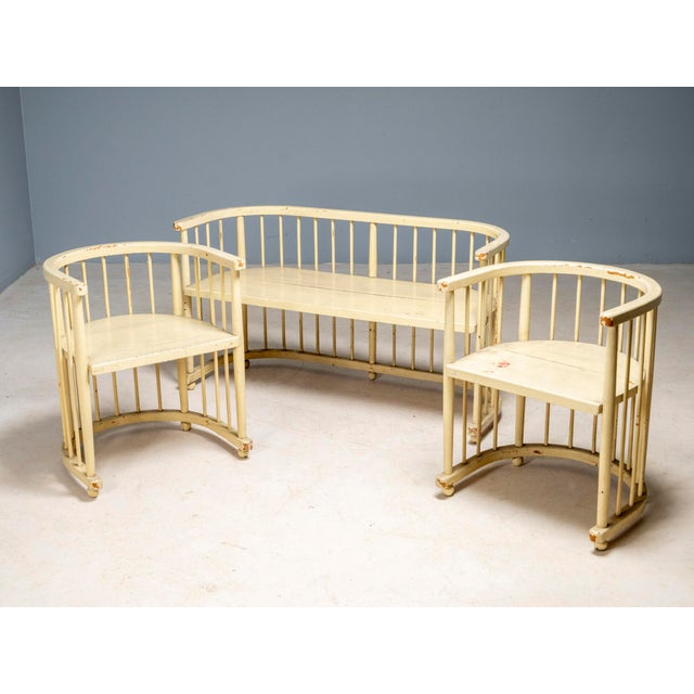 A rare and visually striking Central European seating group dating from the 1920s, originally conceived for institutional...