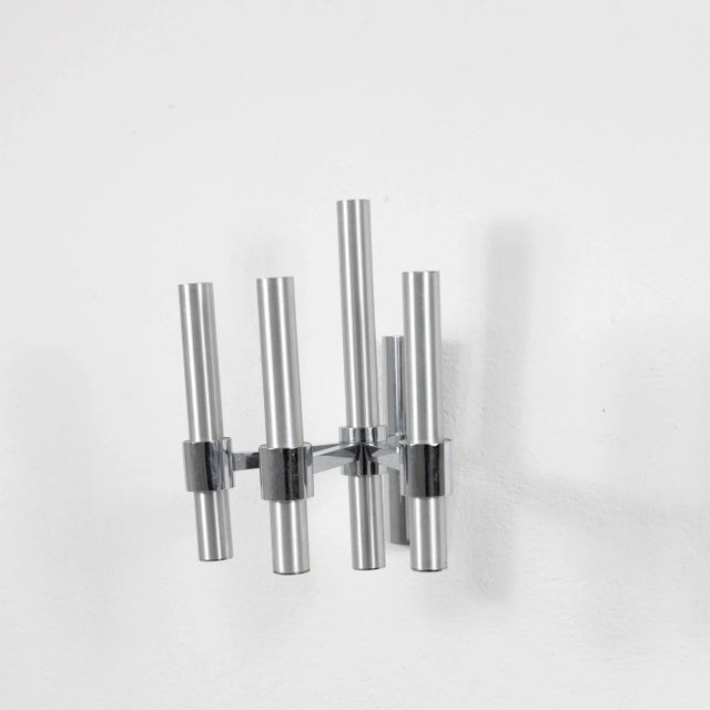 Chromed Metal Wall Lamps, 1970s, Set of 2 For Sale - Image 3 of 12