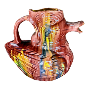 Mid 20th Century Mid-Century Modern Glazed Drip-Ware Duck Art Pottery Pitcher