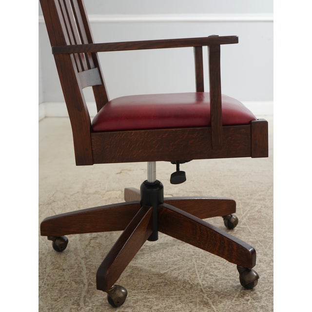 Stickley Mission Oak Leather Office Chair For Sale - Image 10 of 18