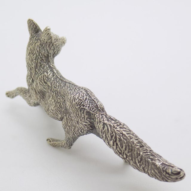 Vintage Italian Handmade Genuine Silver Hunting Fox Figurine, 1960s For Sale - Image 6 of 13