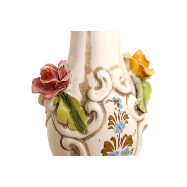 Mid 20th Century Italian Capodimonte Style Ceramic Candlestick Holders, a Pair For Sale - Image 5 of 7