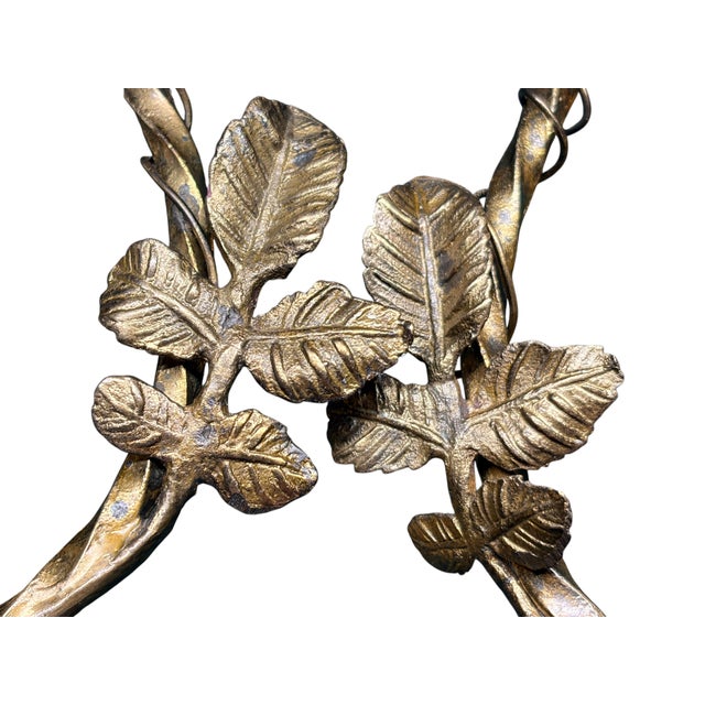 1910s Cast Brass Wall Sconces With Trailing Vines and Leaves Original Antique Patina - a Pair For Sale - Image 10 of 11