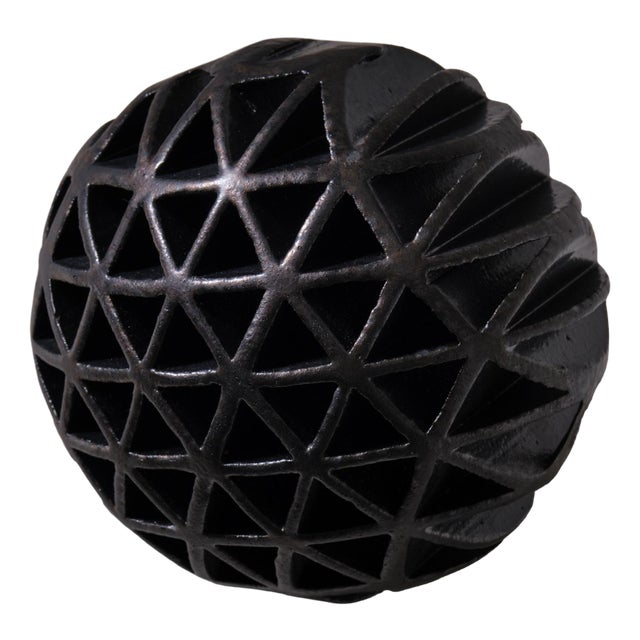 Italian Anthracite Ceramic Sphere Sculpture by Alessio Tasca, 1960s For Sale