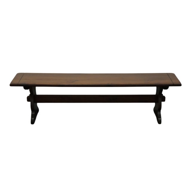 American Ethan Allen Antiqued Pine Old Tavern Rustic Americana 66" Bench 12-6005 For Sale - Image 3 of 8