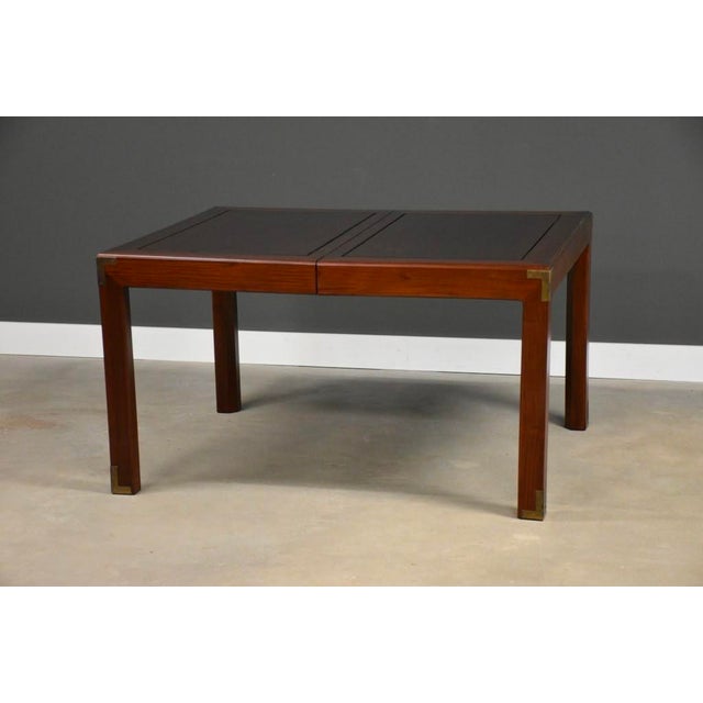 Vintage Solid Mahogany and Brass Dining Table For Sale - Image 4 of 13