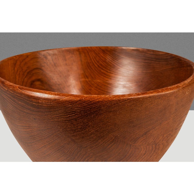 Set of Four ( 4 ) Mid-Century Organic Modern Wood-Turned Salad / Serving Bowls in Solid Burmese Teak, C. 1970's For Sale - Image 11 of 17