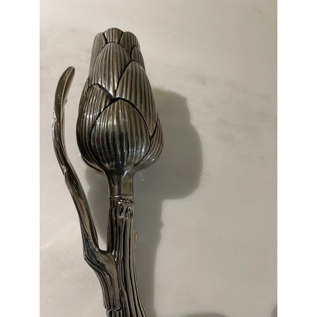 Late 20th Century Late 20th Century Silverplate Salt and Pepper Shakers in the Form of Artichokes- A Pair For Sale - Image 5 of 12