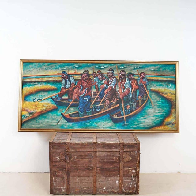 Bruno Fantini, Young Fishermen, 2000s, Oil on Canvas For Sale - Image 9 of 9