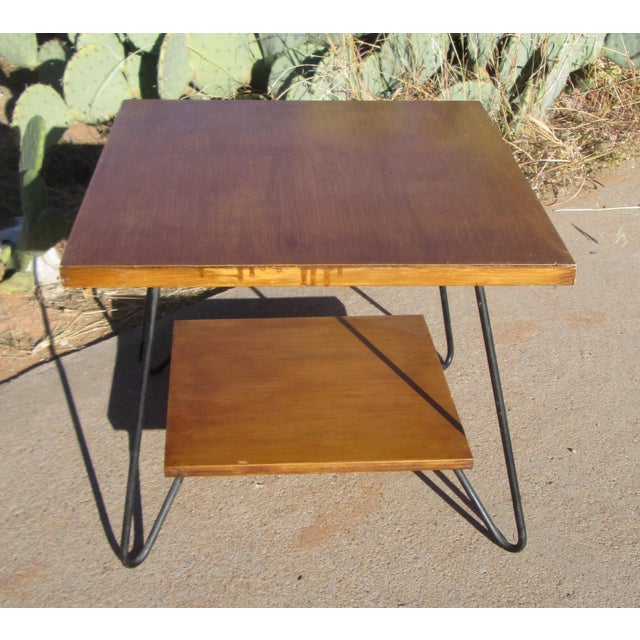 Brown Mid 20th Century Mid Century Modern Wooden Table With Hairpin Legs For Sale - Image 8 of 12