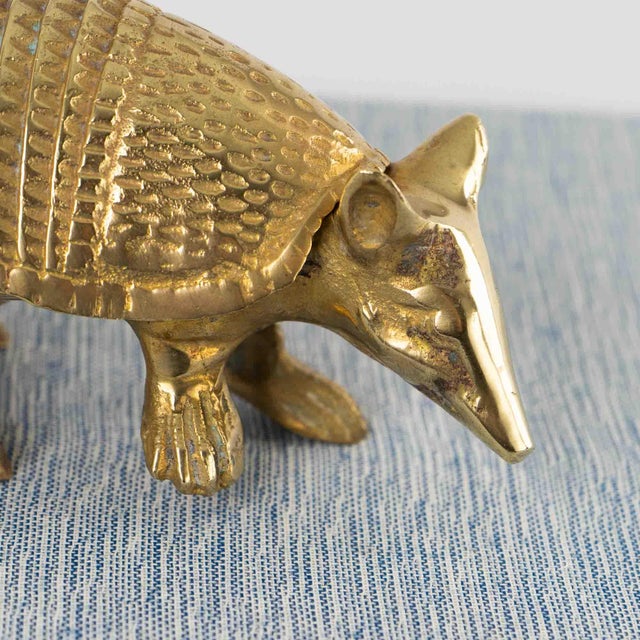 Mid-Century Modern Vintage Solid Cast Brass Armadillo Figure For Sale - Image 3 of 17