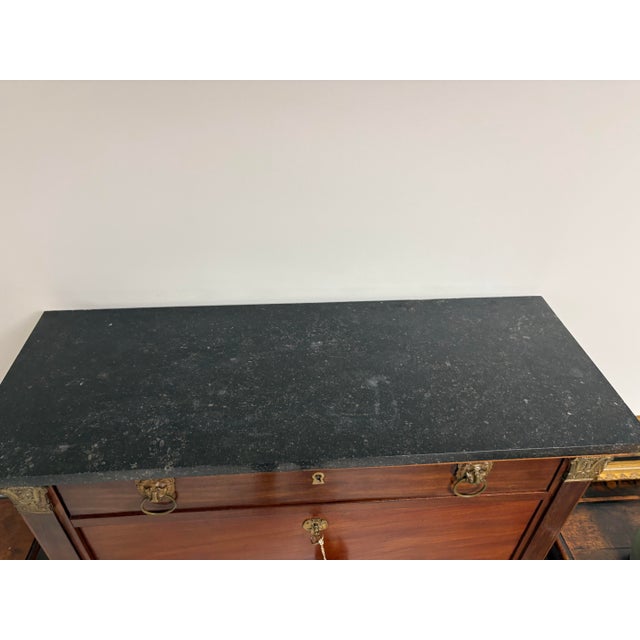 Early 19th Century French Empire Mahogany Secretaire a Abattant With Marble Top, 19th Century For Sale - Image 5 of 10