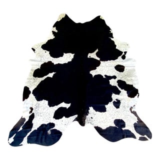 Extra Large Black and White Natural Brazilian Cowhide 8' 7" X 7' 2" For Sale