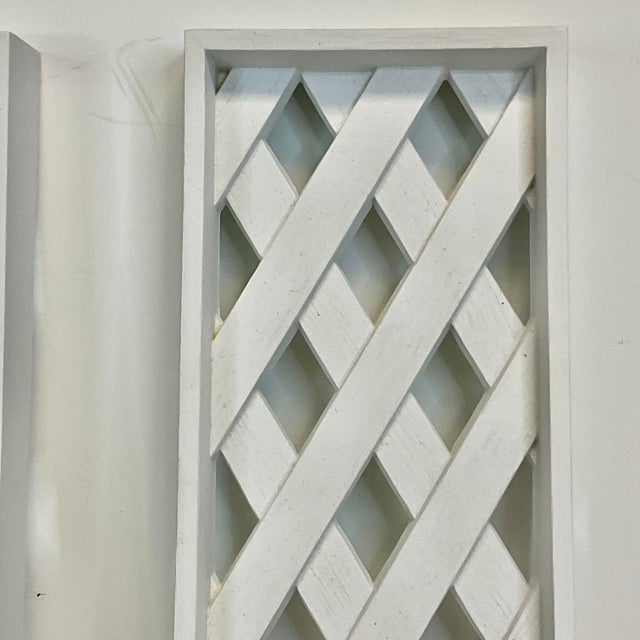 Syroco Mid-Century Boho Chic Coastal Syroco Style Lattice Candle Sconces - A Pair For Sale - Image 4 of 10