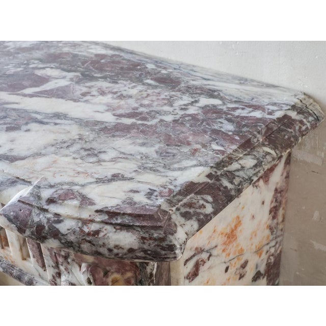 Beige Large Louis XVI French Fireplace in Exceptional Fleur De Pêche Marble For Sale - Image 8 of 16