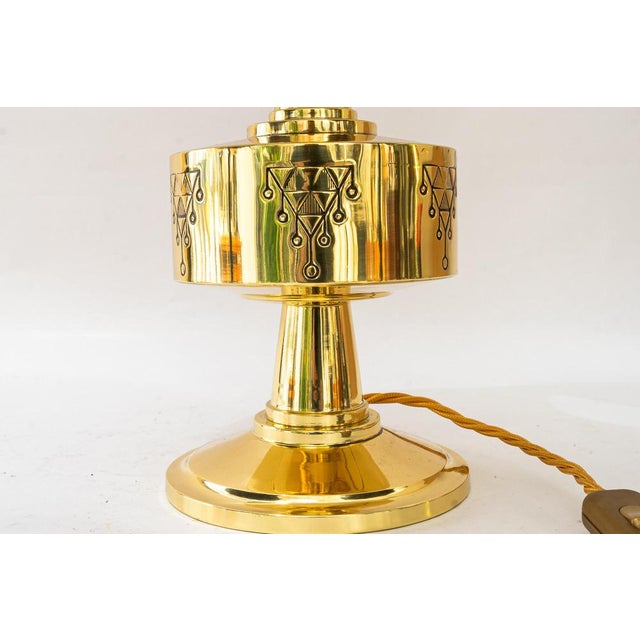 Large Art Deco Table Lamp with Fabric Shade, 1920 For Sale - Image 4 of 18