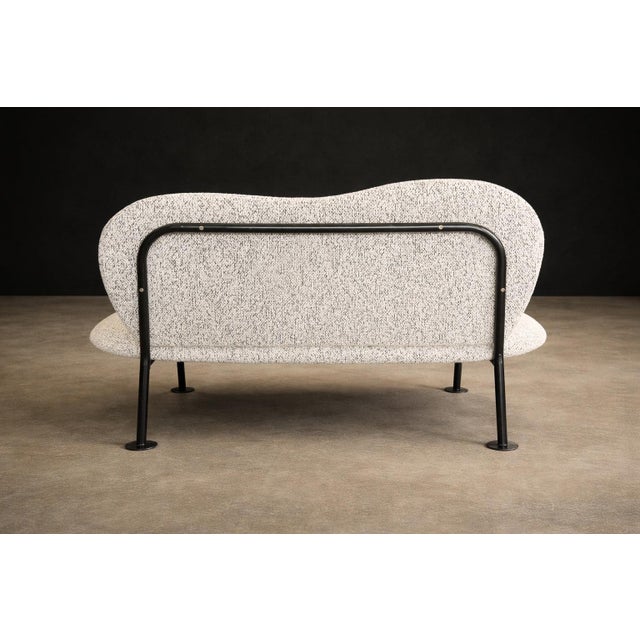 Mid-Century Modern Brazilian Modern Organic Form Loveseat in Iron & Bouclé by Freijó Móveis, Brazil, 1950s For Sale - Image 3 of 13