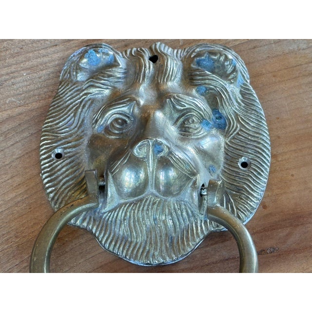 Late 20th Century English Brass Lion Door Knocker For Sale - Image 5 of 7