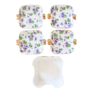 1950s Individual Porcelain Ashtrays With Holder For Sale