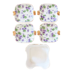 1950s Individual Porcelain Ashtrays With Holder