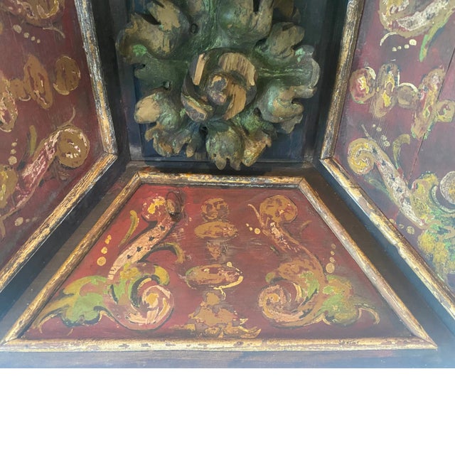Late 18th Century Late-18th C. Italian Polychrome Ceiling Panel With Verdigris Rosette For Sale - Image 5 of 18