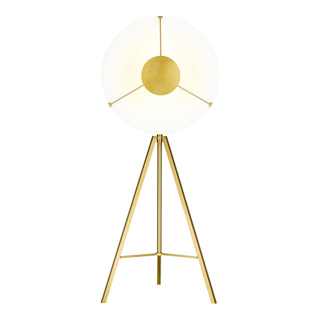 Chapman & Myers by Visual Comfort Studio Ultra Light Floor Lamp, Burnished Brass For Sale