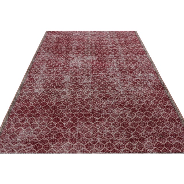 Traditional Vintage Zeki Müren Rug in Burgundy With Geometric Patterns, From Rug & Kilim For Sale - Image 3 of 7