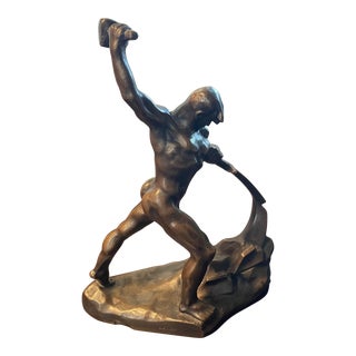 1970s "Let Us Beat Swords Into Plowshares" Russian Bronze Statue by Evgeniy Vuchetich For Sale