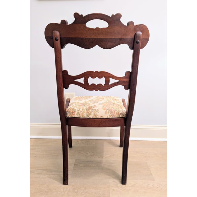 Victorian Carved Mahogany Side Chair Slip Seat For Sale - Image 4 of 9