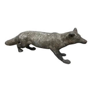 Vintage English Cast Lead Fox Garden Statuary For Sale