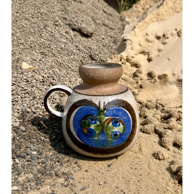 Beige Large Handcrafted Ceramic Art Jug by Noomi Backhausen for Søholm, Denmark, 1960s For Sale - Image 8 of 18