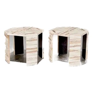Vintage Karl Springer Bone Veneer Side Tables For Sale