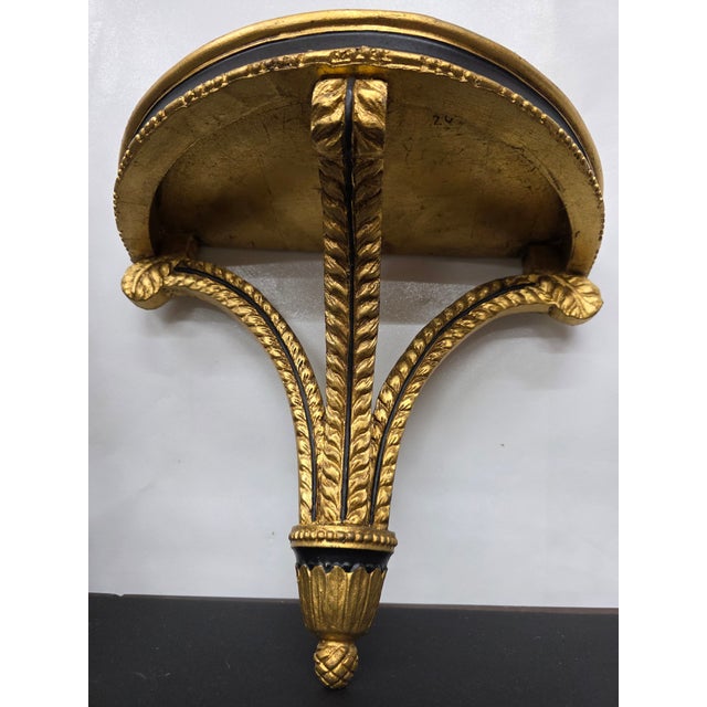Vintage Neoclassical Giltwood Wall Shelf With Black Trim For Sale - Image 6 of 10