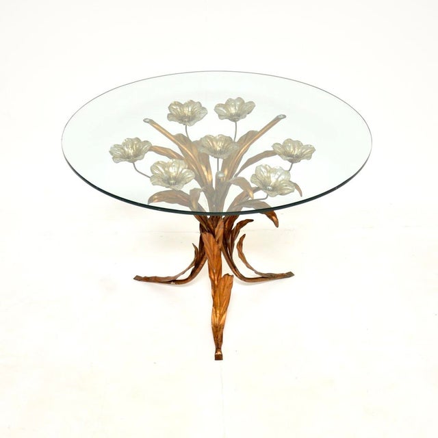 Mid-Century Modern Vintage Gilt Metal and Glass Coffee Table from Hans Kogl, 1960s For Sale - Image 3 of 10