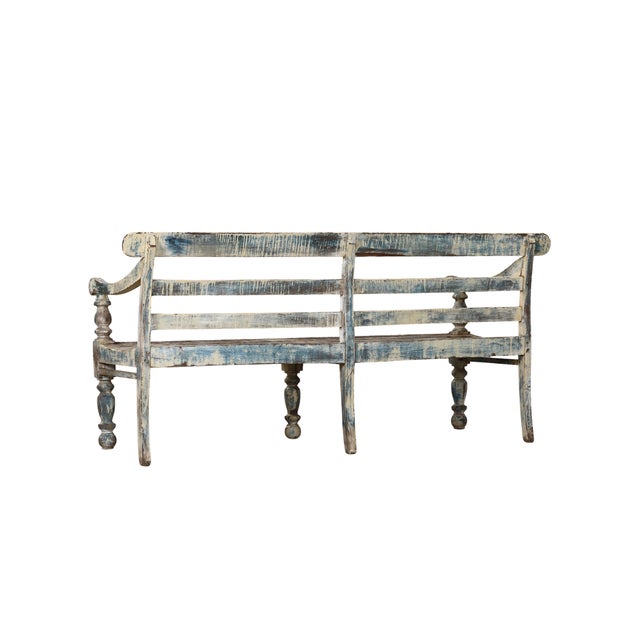 Antique Indian Painted Teakwood Bench For Sale In Santa Fe - Image 6 of 6