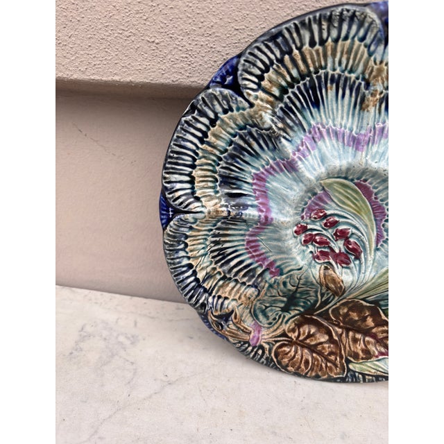 Late 19th Century 19th Century Majolica Oyster Plate Wasmuel For Sale - Image 5 of 6