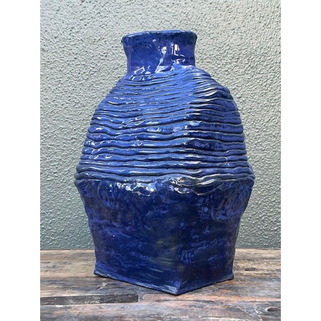 Mid-Century Modern Vintage Boho Original Studio Pottery Coil Vase For Sale - Image 3 of 6