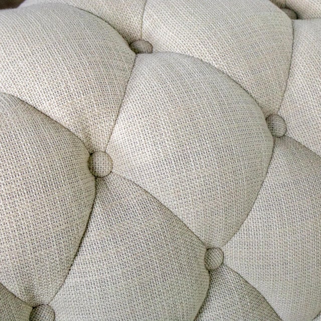 Late 20th to Early 21st Century Modern Chesterfield Style Diamond Tucked Sofa With Beige Twill Fabric Style of Paola Navone For Sale - Image 16 of 18