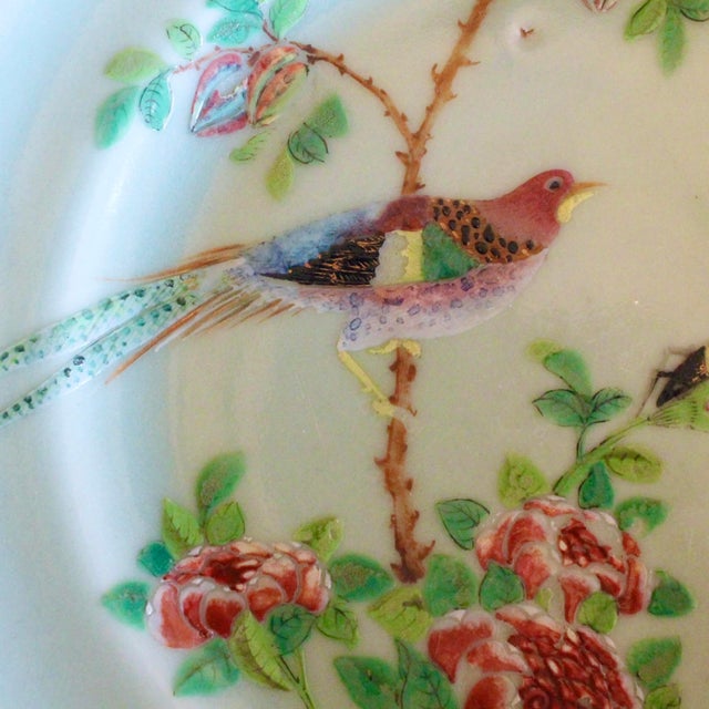 Chinese Trio of Rose Canton Chinese Export Porcelain Plates For Sale - Image 3 of 18