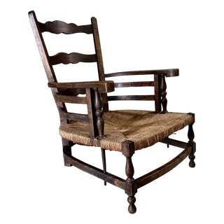 Antique French Provincial Rural Low Lounge Chair, 1890s For Sale