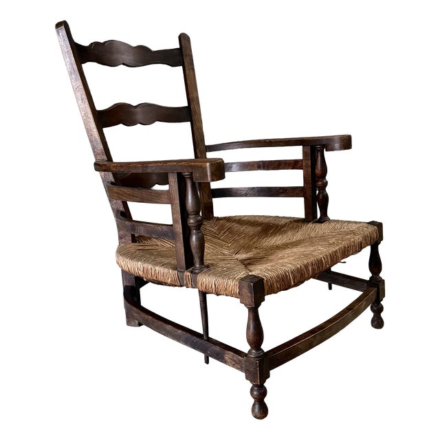 Antique French Provincial Rural Low Lounge Chair, 1890s For Sale