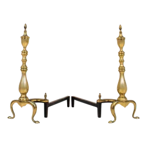 Federal Style Brass Andirons, Pair