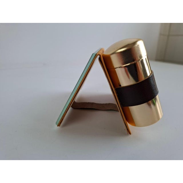 Brown Mid-Century Modern Brass Travel Shaving Kit in Leatherette Case, 1960 For Sale - Image 8 of 18